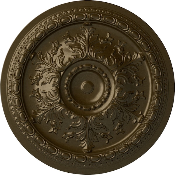 Ekena Millwork Oslo Ceiling Medallion (Fits Canopies up to 7 5/8"), Hand-Painted Brass, 38 3/8"OD x 2 7/8"P CM38OSBRS - main